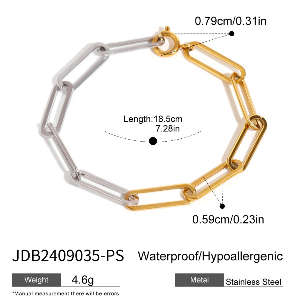 Wholesale Stainless Steel Necklace and Bracelet Collection in Mixed Finishes - dimensions view