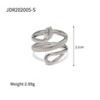 Layered open stainless steel ring dimensions