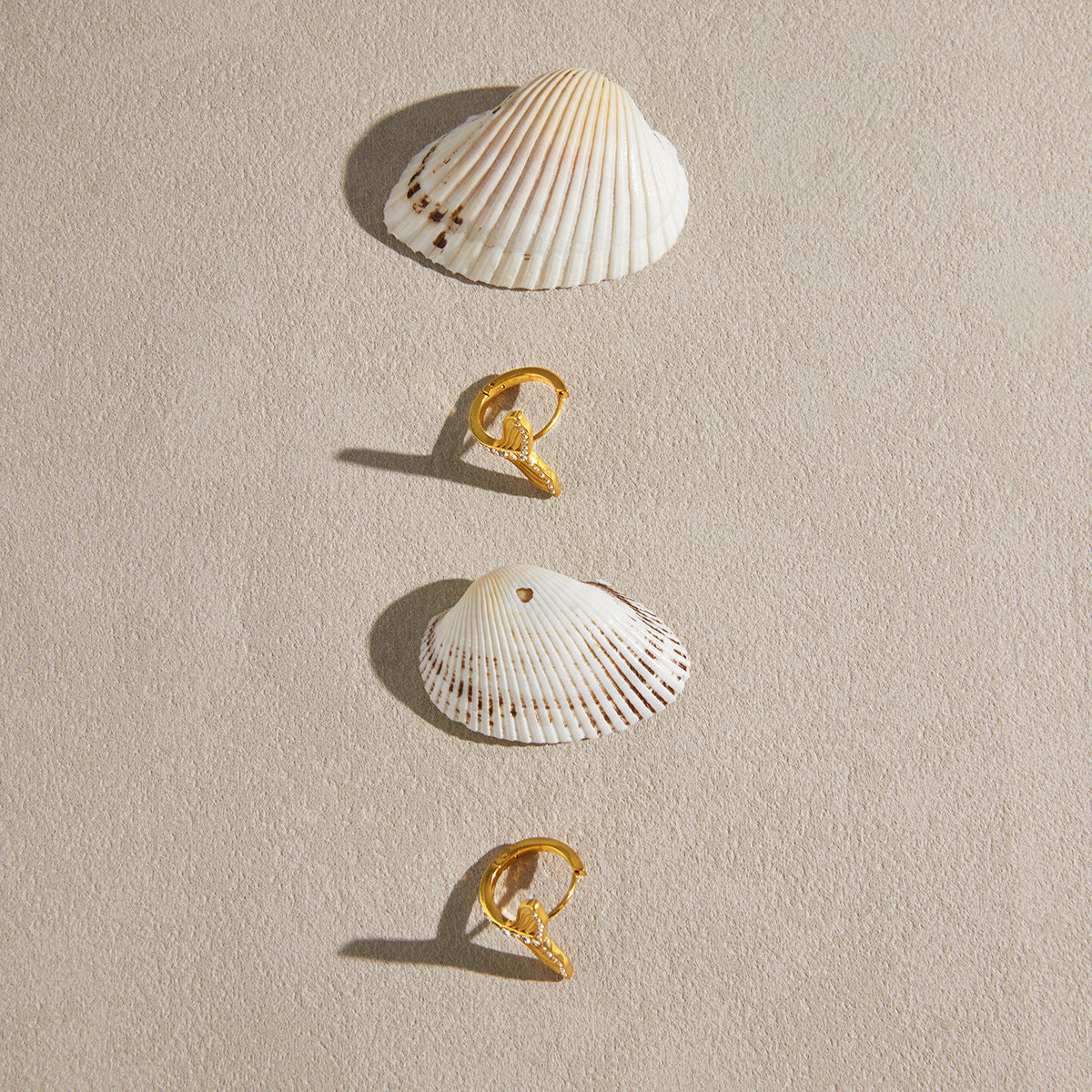 Tail-shaped hoops arranged with seashells