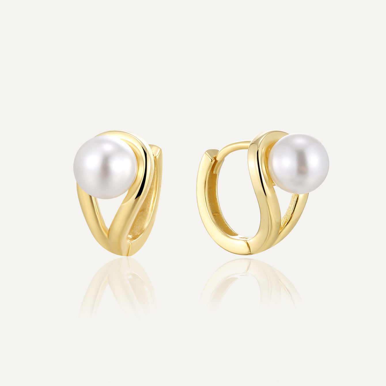 gold plated 925 sterling silver pearl twist hoop earrings — product image 1 of 9
