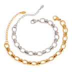 Polished Stainless Steel Oval Link Bracelet — close-up of the link construction