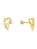 isolated gold plated 925 silver angel wing ball-back studs