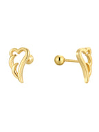 isolated gold plated 925 silver angel wing ball-back studs