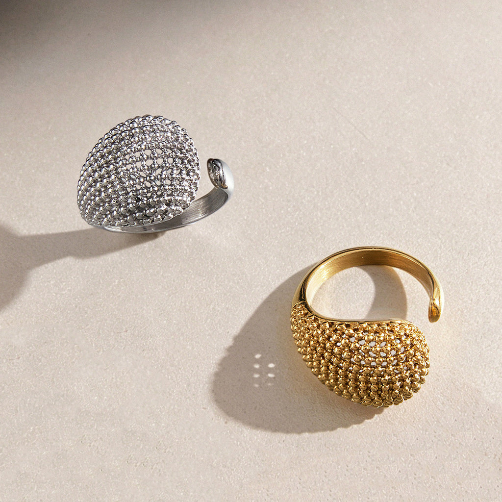 Gold tone and silver tone mesh dome rings