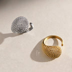 Gold tone and silver tone mesh dome rings