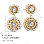 pearl and zirconia medallion earrings with 53.7 mm measurements