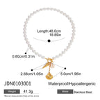 Shell charm necklace with bead and chain length measurements