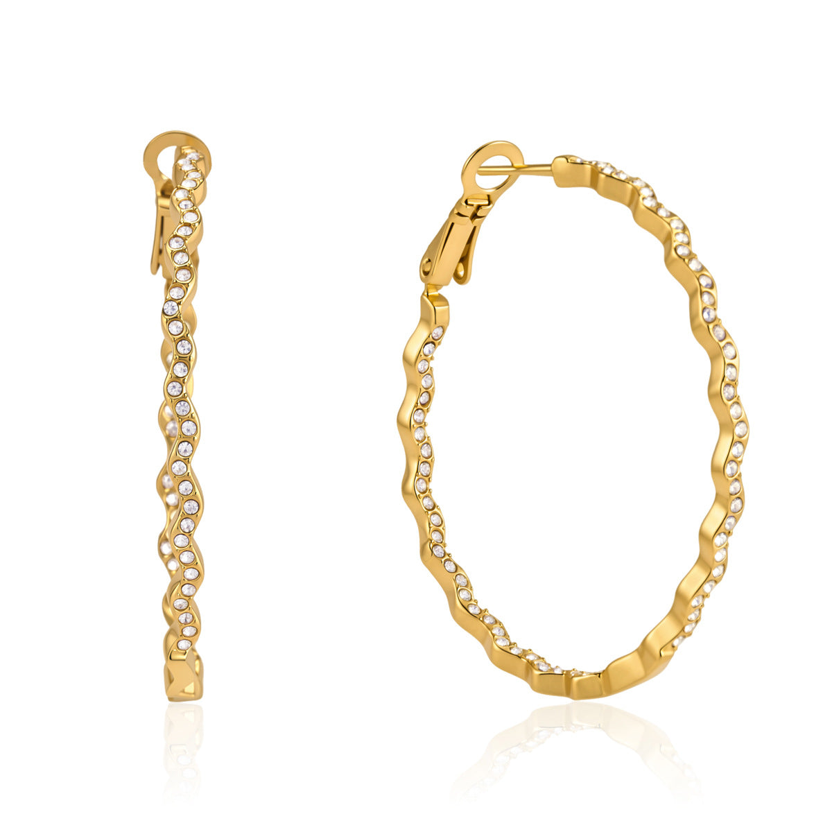 Wavy stone-lined hoop front and side views