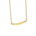 isolated front view of gold plated brass bar necklace