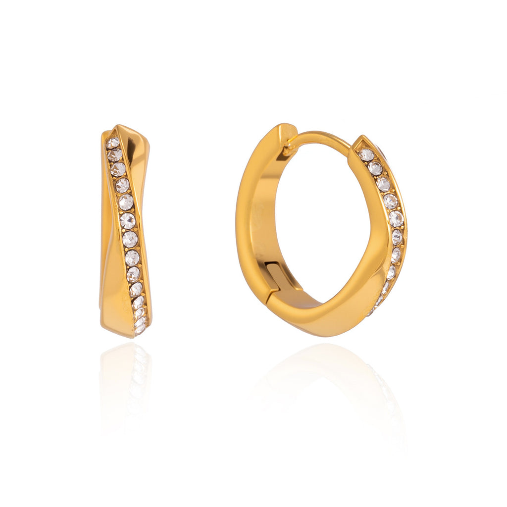 Stainless steel twisted hoops front and side views