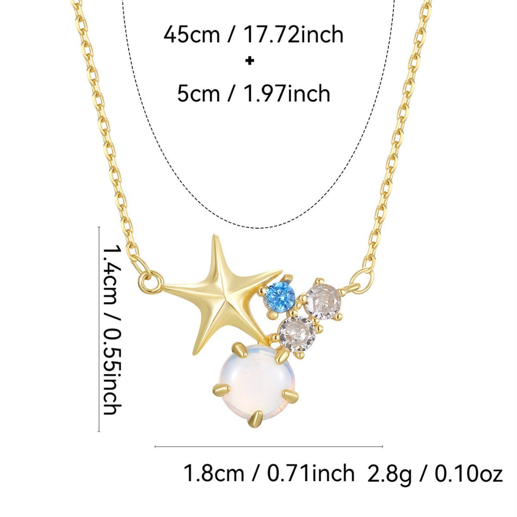 star cluster necklace dimensions with 45 plus 5 cm chain and 2.8 g listed weight