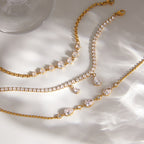 Three stainless steel bracelet designs laid out