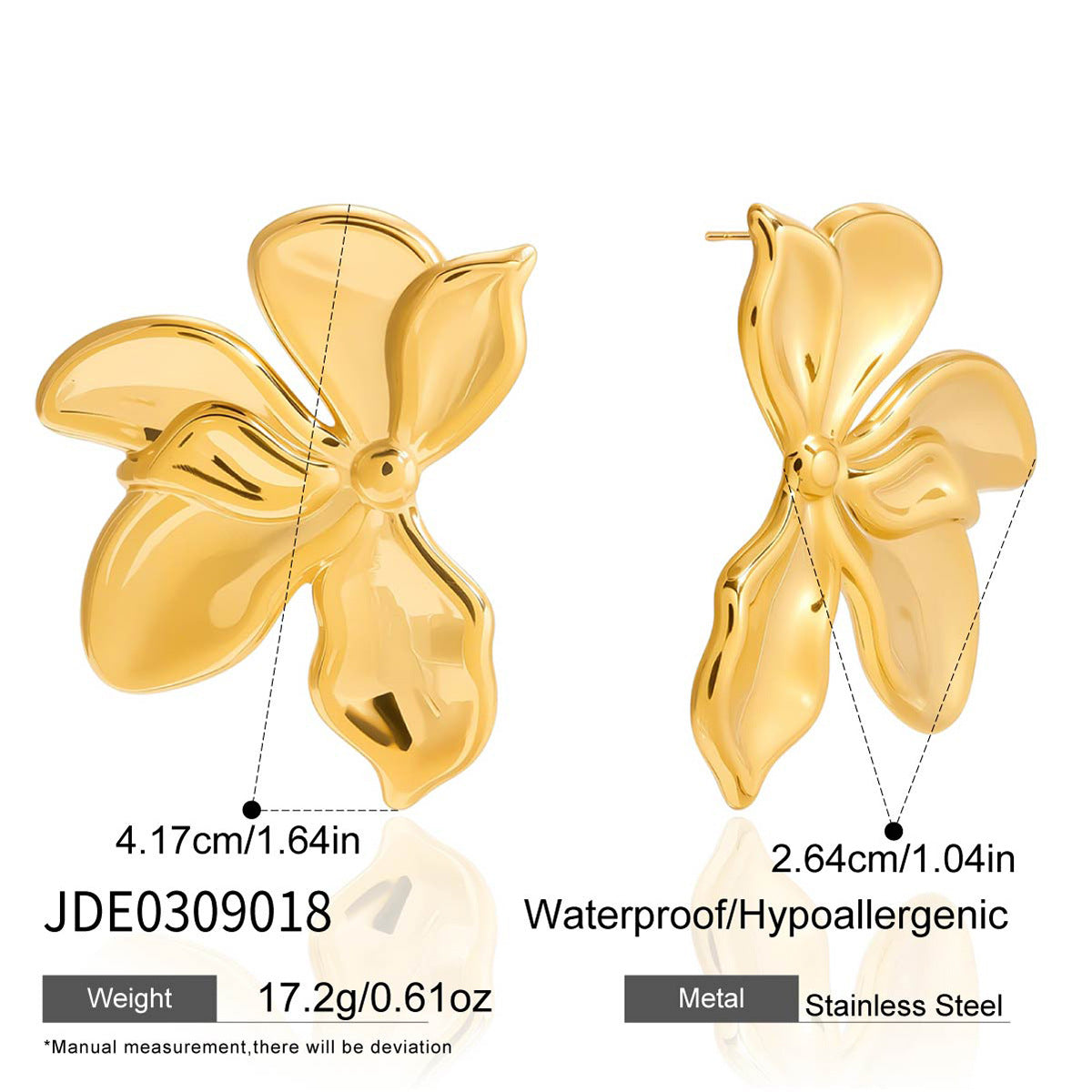 Gold-Tone Stainless Steel Sculptural Floral Jewelry Collection — product reference