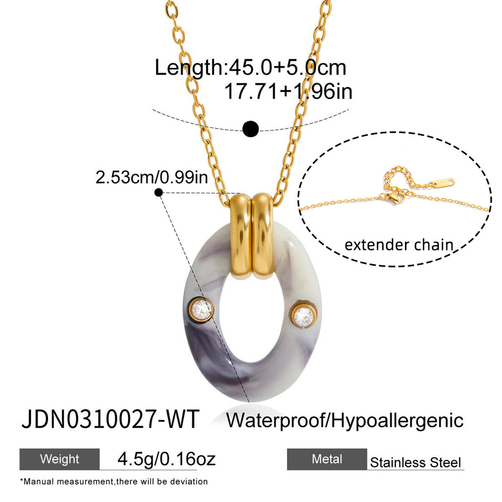 Wholesale Gold Plated Stainless Steel Resin Pendant Necklace Collection - finish detail