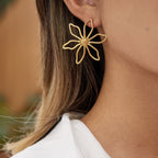 Gold-Tone Clear Accent Floral Stainless Steel Stud Earrings styled product view