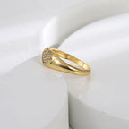 side angle of low-profile gold plated heart signet ring