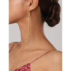 Stainless Steel Tassel Drop Earrings in Mixed Finishes styled product view