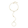 gold plated 925 sterling silver hand chain with three spaced zirconia accents