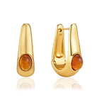 Brown oval resin earrings showing hinged backs
