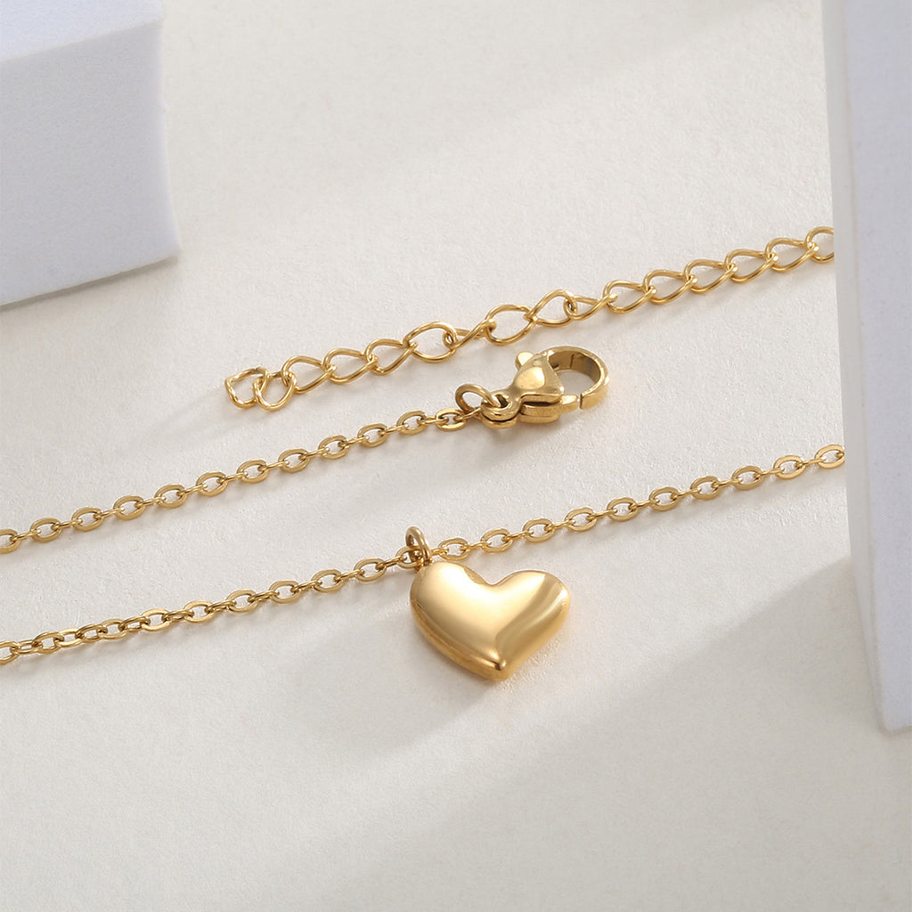 gold plated heart necklace with lobster clasp and extension chain