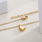 gold plated heart necklace with lobster clasp and extension chain