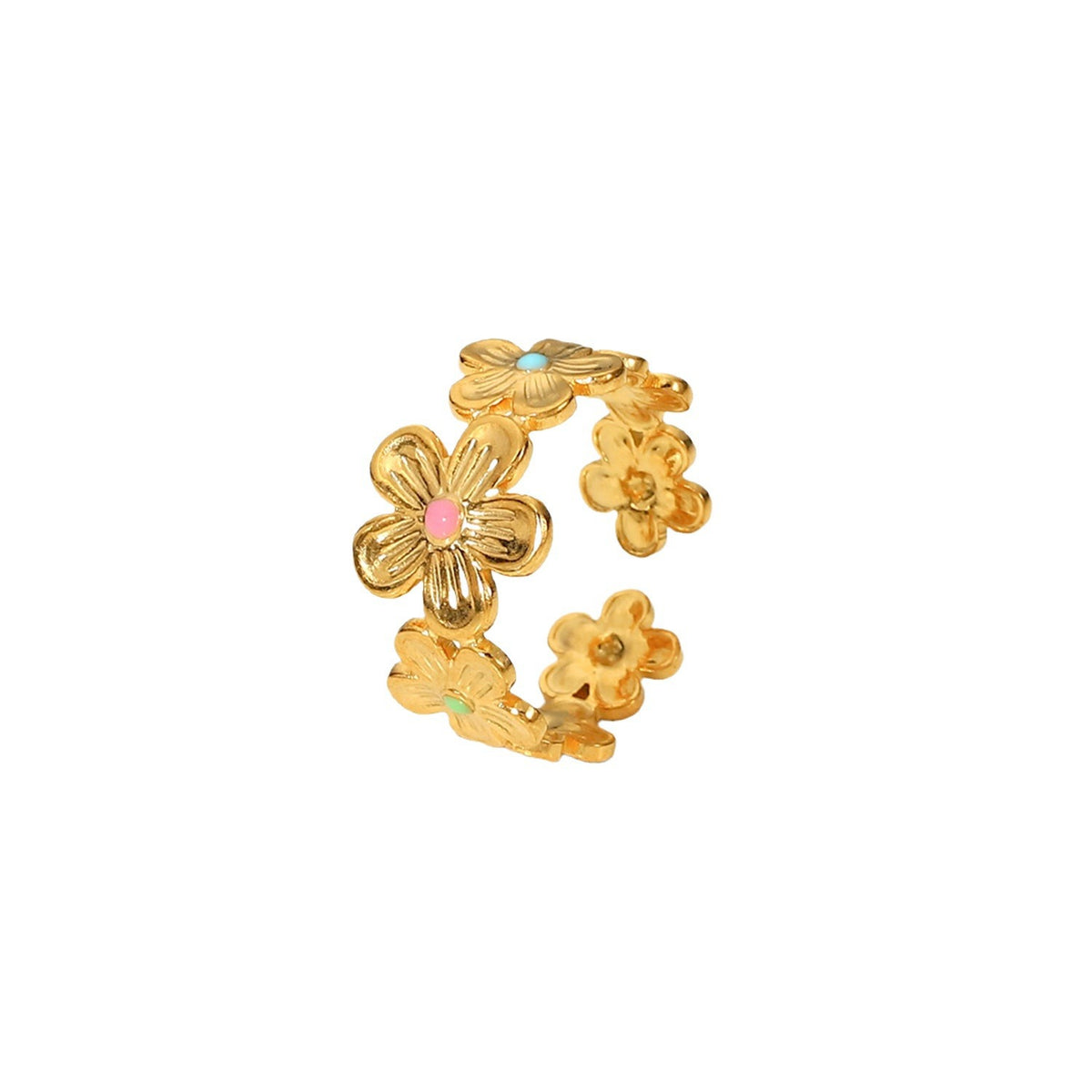 Isolated floral open ring showing colored flower centers