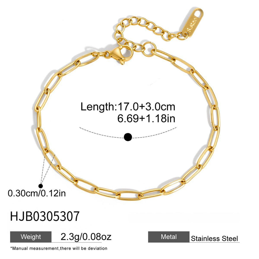 Paperclip chain bracelet length and width chart