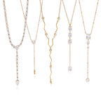 Gold-Tone Clear Stone Stainless Steel Y Necklace Collection — Y-drop close-up