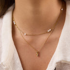 Spaced white beads shown at the neckline