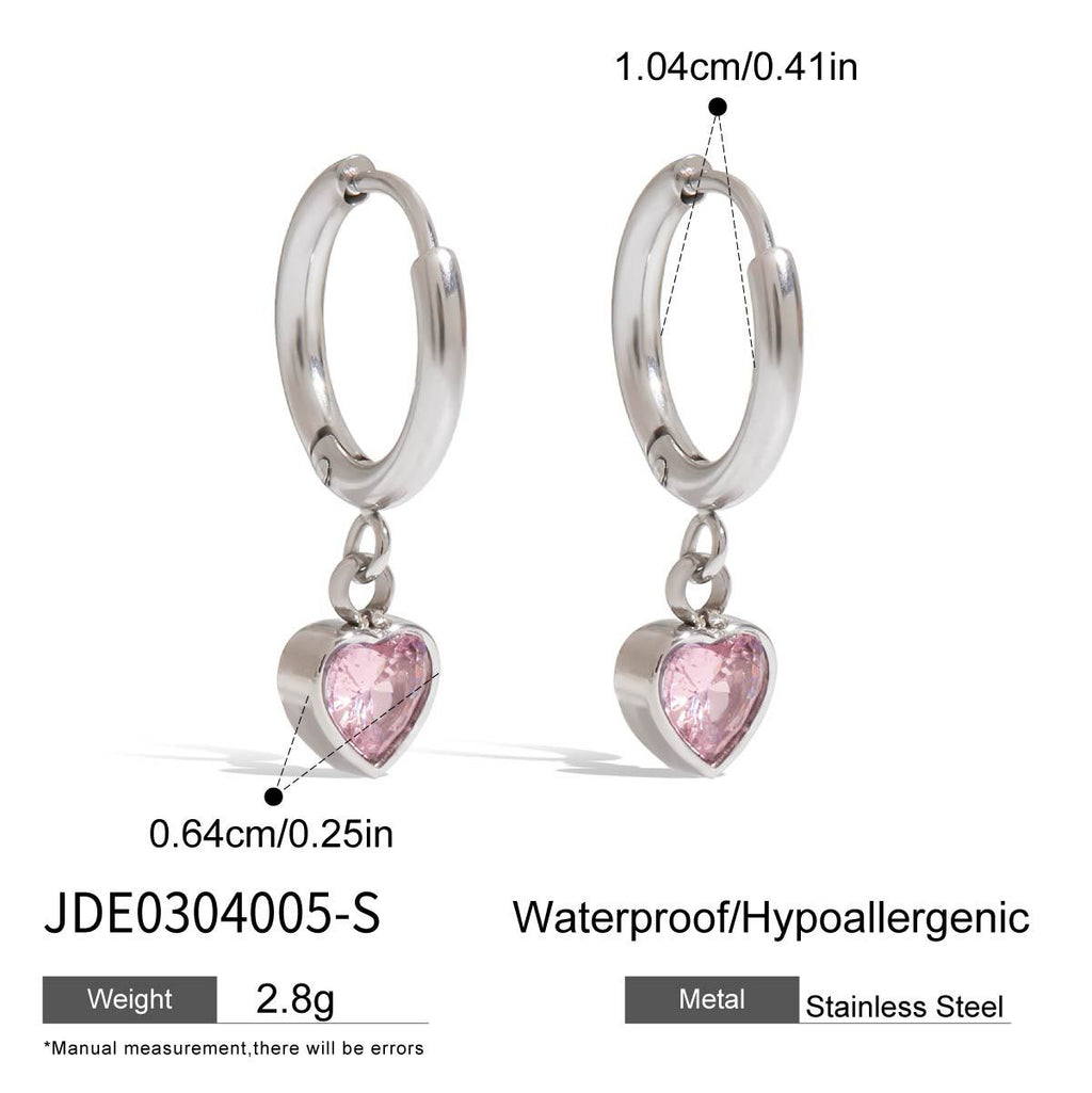 Pink Clear-Stone Stainless Steel Hoop Earring Collection variant reference