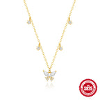 gold plated 925 sterling silver butterfly zirconia necklace