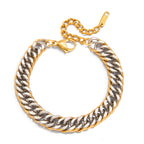 isolated double-row two-tone Cuban chain bracelet