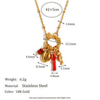 Marine charm necklace dimension diagram showing a 42 cm chain and 5 cm extension