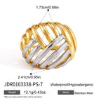 Two tone crossed-line openwork ring dimensions