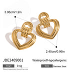 Mixed-Finish Open Heart Stainless Steel Drop Earrings — wholesale view 6
