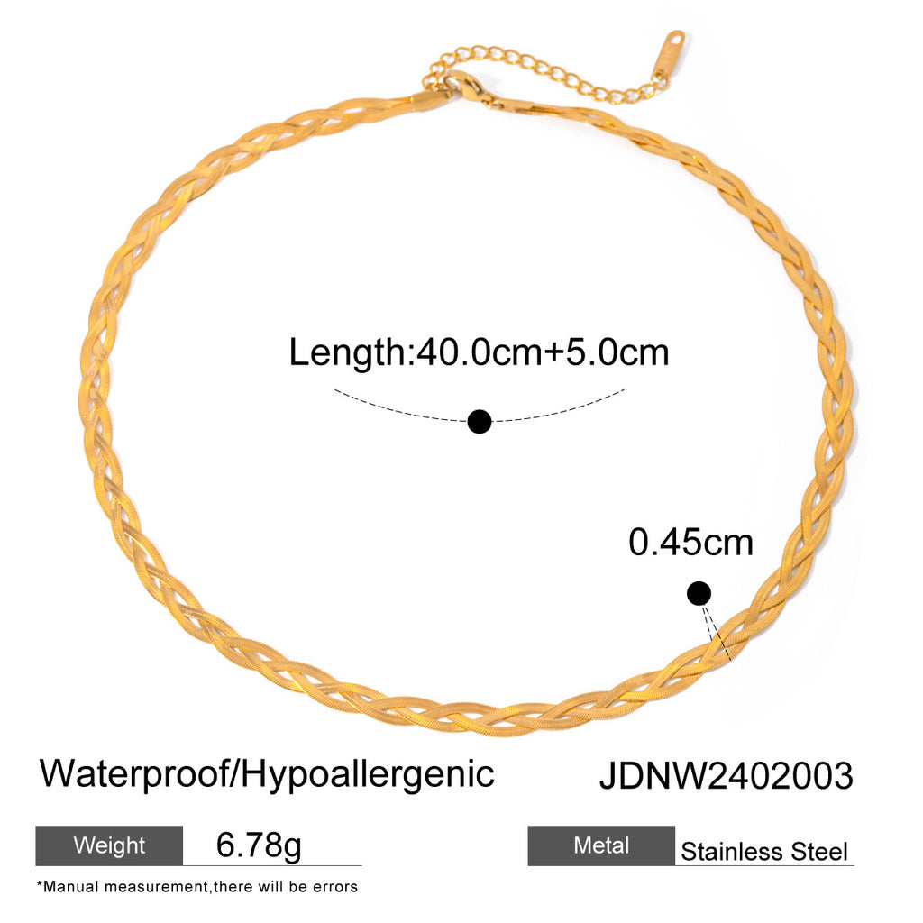 Braided stainless steel necklace with length and extender detail