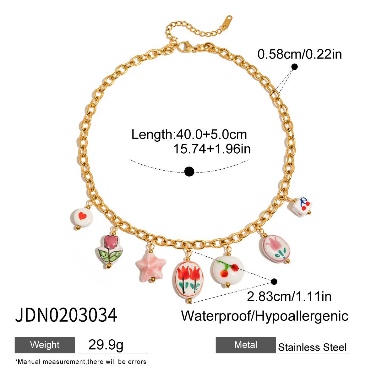 Colorful floral and star charm necklace
