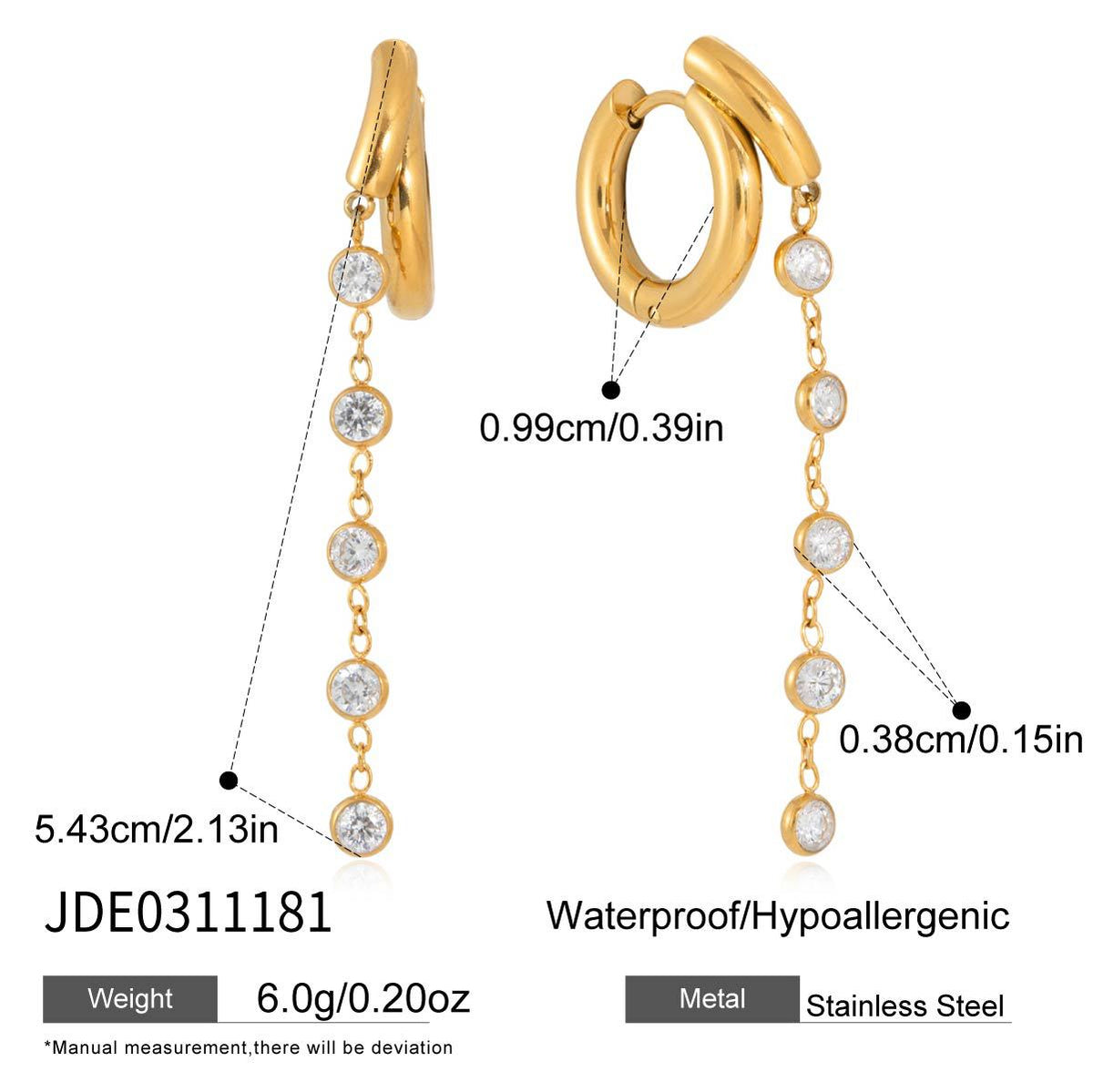 Hinged hoop with a long line of round accents