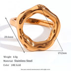 gold plated open-center ring with 20.6 by 19.2 mm face and 4.0 g listed weight