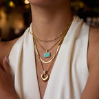 Gold-Tone Stainless Steel Heart Necklace Collection — front view