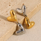 Gold plated and silver 316L stainless steel heart drop earrings