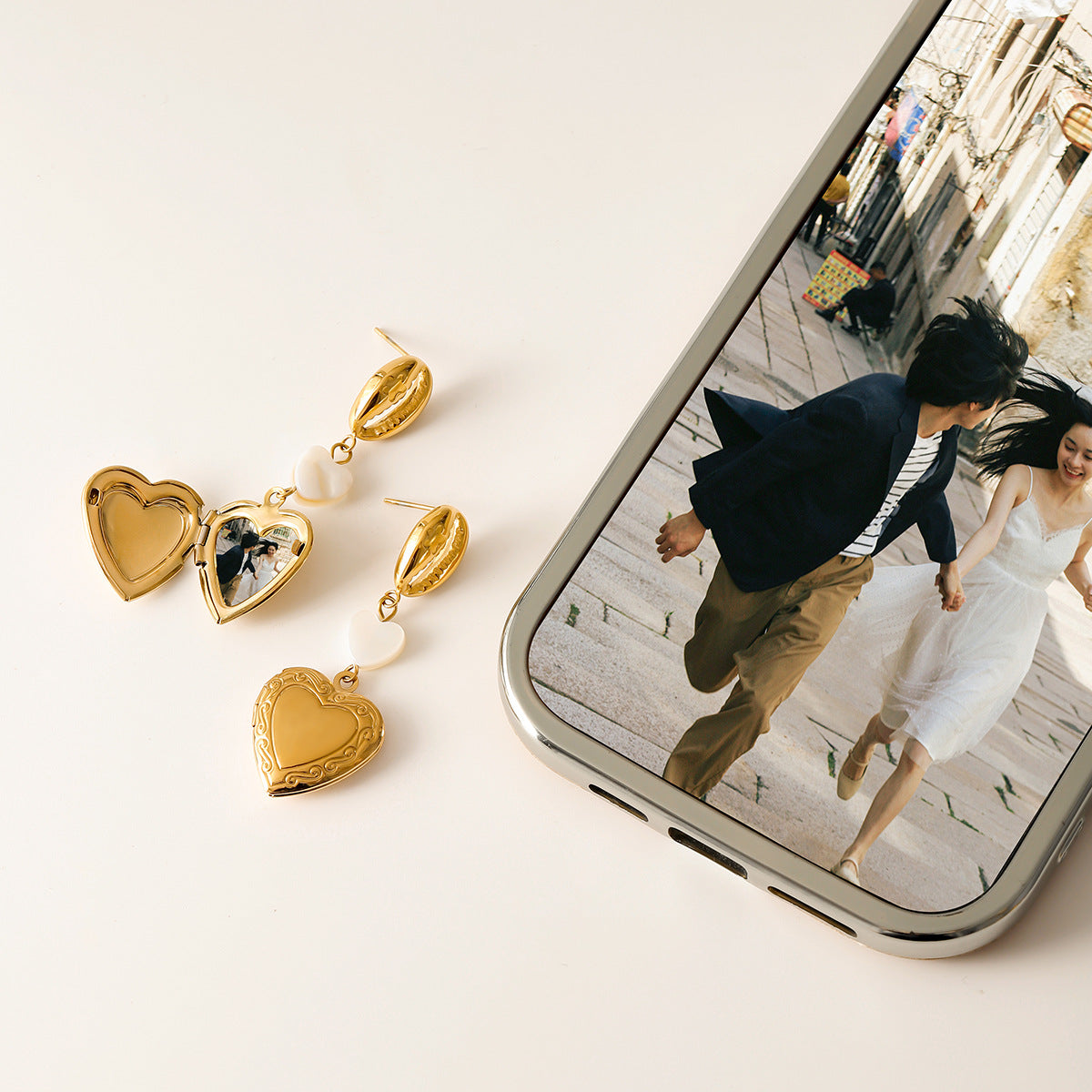 Gold-Tone Heart Stainless Steel Earring Collection — wholesale view 3