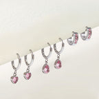 Pink Clear-Stone Stainless Steel Hoop Earring Collection close-up product view