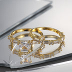 princess-cut solitaire stacked with the baguette zirconia band