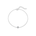 silver-finish 925 sterling silver moissanite clover bracelet