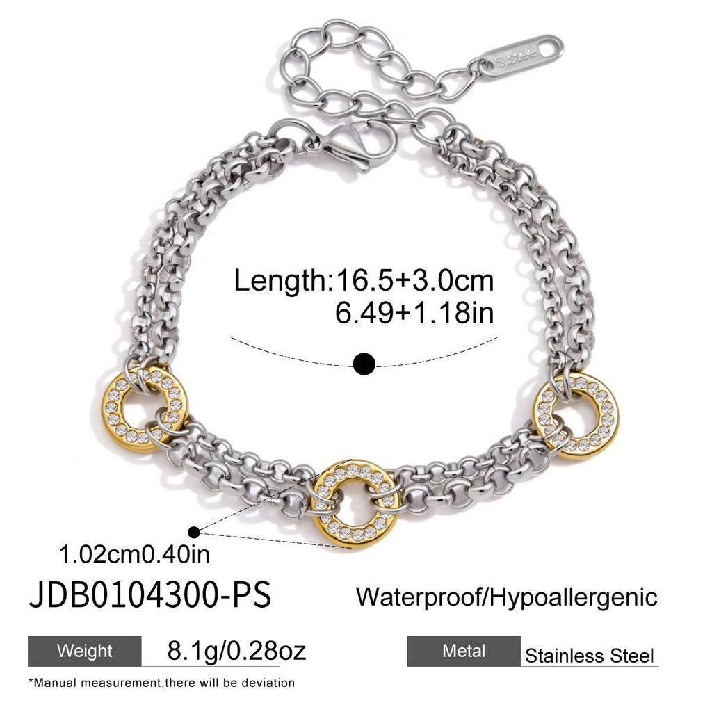 Stainless steel circle bracelet length and link measurement diagram