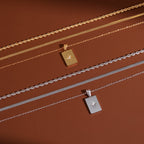 Gold and silver-color rectangular star necklace finish options