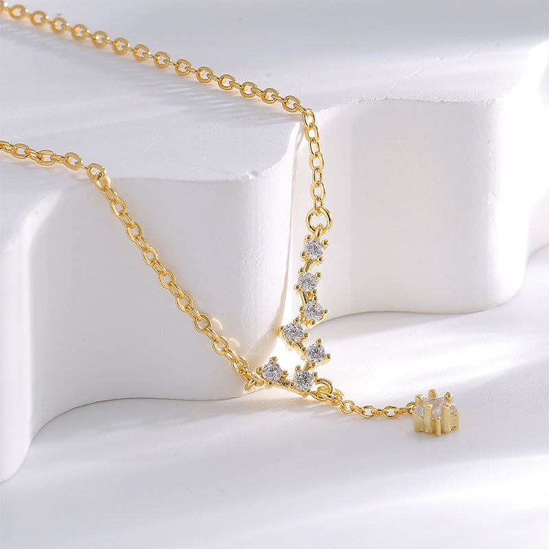 close-up of constellation zirconia stations and dangling star