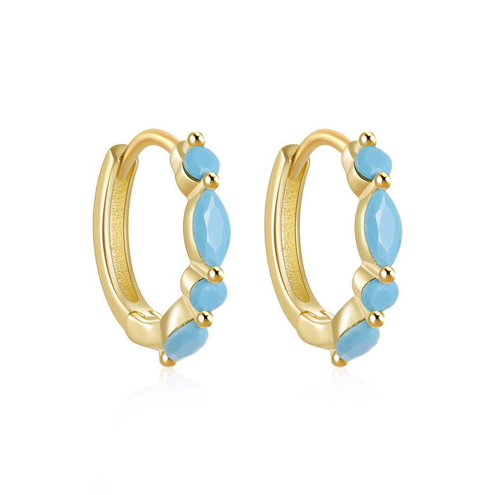 gold plated 925 sterling silver marquise stone huggie earrings — product image 9 of 9