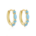 gold plated 925 sterling silver marquise stone huggie earrings — product image 9 of 9